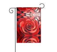 Wzywhj Drapeau de jardin en spirale avec motif de vortex de fleurs rouges de dessin animé - Décoration double face - 30,5 x 45,7 cm