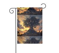 Wzywhj Drapeau de jardin géant imprimé arbre au crépuscule - Décoration double face - 30,5 x 45,7 cm