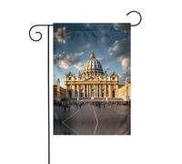 WZYWHJ Drapeau de jardin imprimé basilique Saint-Pierre 30,5 x 45,7 cm pour un environnement extérieur tendance