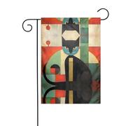 WZYWHJ Drapeau de jardin imprimé chat art moderne du milieu du siècle 30,5 x 45,7 cm pour un environnement extérieur tendance