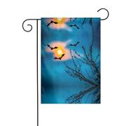 WZYWHJ Drapeau de jardin imprimé chauve-souris sous le ciel nocturne 30,5 x 45,7 cm pour un environnement extérieur tendance