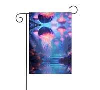 WZYWHJ Drapeau de jardin imprimé méduses bleues 30,5 x 45,7 cm pour un environnement extérieur tendance