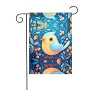 WZYWHJ Drapeau de jardin imprimé oiseau de dessin animé bleu 30,5 x 45,7 cm pour un environnement extérieur tendance