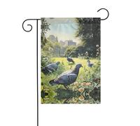 WZYWHJ Drapeau de jardin imprimé pigeons sur l'herbe 30,5 x 45,7 cm pour un environnement extérieur tendance