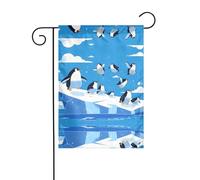 WZYWHJ Drapeau de jardin imprimé pingouins sur l'iceberg 30,5 x 45,7 cm pour un environnement extérieur tendance