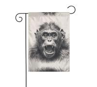 WZYWHJ Drapeau de jardin imprimé tête de singe esquisse 30,5 x 45,7 cm pour un environnement extérieur tendance