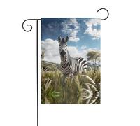 WZYWHJ Drapeau de jardin imprimé zèbre sur la prairie 30,5 x 45,7 cm pour un environnement extérieur tendance