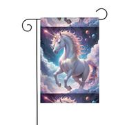 WZYWHJ Drapeau de jardin Quantum - Motif licorne - 30,5 x 45,7 cm - Pour un environnement extérieur tendance