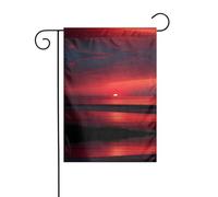 WZYWHJ Drapeau de jardin rouge coucher de soleil au crépuscule 30,5 x 45,7 cm pour un environnement extérieur tendance