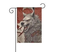 Wzywhj Drapeau géant féroce imprimé loup d'été double face décoration cour 30,5 x 45,7 cm