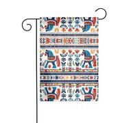 Wzywhj Drapeau suédois Dala imprimé folklorique pour jardin d'été double face décoration cour 30,5 x 45,7 cm