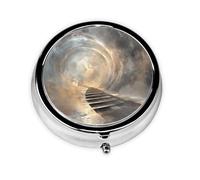 WZYWHJ Dream Vortex Passage Prints Boîte à médicaments circulaire de voyage, portable avec compartiments, mini distributeur de pilules