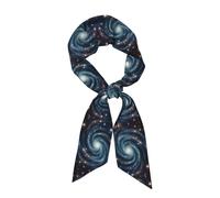 WZYWHJ Écharpe en soie avec imprimé tourbillon nuit étoilée pour femme 118 x 7,9 cm