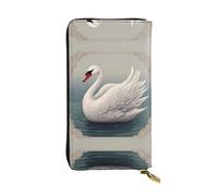 WZYWHJ Élégant portefeuille en cuir imprimé cygne - Longue pochette pour femme, matériau durable, 12 emplacements pour cartes, compartiments à fermeture éclair