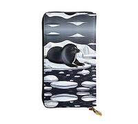 WZYWHJ Élégant portefeuille en cuir imprimé Seals on Ice - Longue pochette pour femme, matériau durable, 12 emplacements pour cartes, compartiments zippés, noir, taille unique, Noir , Taille unique
