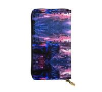 WZYWHJ Élégant portefeuille en cuir imprimé Supercar In Future Sunset - Longue pochette pour femme, matériau durable, 12 emplacements pour cartes, compartiments zippés, noir, taille unique, Noir ,