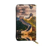 WZYWHJ Élégant portefeuille en cuir imprimé The Great Wall of China - Longue pochette pour femme, matériau durable, 12 emplacements pour cartes, compartiments zippés, noir, taille unique, Noir ,