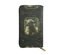 WZYWHJ Élégant portefeuille en cuir imprimé The Lamb in the Spaceship - Longue pochette pour femme, matériau durable, 12 emplacements pour cartes, compartiments à fermeture éclair