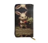 WZYWHJ Élégant portefeuille en cuir imprimé « The Little Rabbit pulling the radis » - Longue pochette pour femme, matériau durable, 12 emplacements pour cartes, compartiments à fermeture éclair
