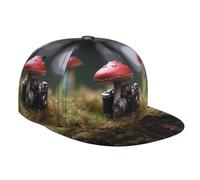 WZYWHJ Élégante casquette de baseball à bord plat avec petits champignons sur l'appareil photo, évacuation de l'humidité et respirante, adaptée pour un usage quotidien, le sport et les voyages, noir