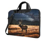 WZYWHJ Elk in the Meadow Prints Sac d'ordinateur portable ultra-fin portable à épaule unique accessoires informatiques doux antichoc pour ordinateurs portables, Noir , 14 inch