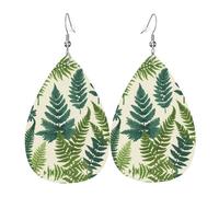 WZYWHJ Encyclopédie des fougères imprime des boucles d'oreilles pendantes goutte d'eau, boucles d'oreilles en cuir, articles de mode pour femmes