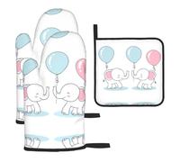WZYWHJ Ensemble de 3 gants de cuisine épais et long avec imprimé éléphant et ballon