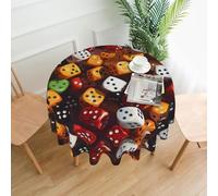 WZYWHJ Ensemble de dés de jeux imprimés - Nappe longue ronde anti-débordement et infroissable - 152,4 cm