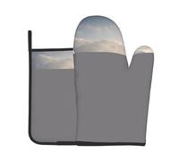 WZYWHJ Ensemble de gants de cuisine et maniques imprimés pingouins sur glace pour cuisine, micro-ondes, grillades - avec cordon