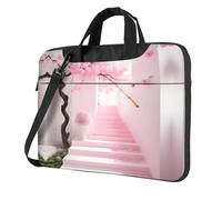 WZYWHJ Escalier de fleurs de cerisier imprimé ultra-mince portable à épaule unique sac d'ordinateur portable accessoires d'ordinateur doux antichoc pour ordinateurs portables, Noir , 15.6 inch