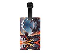 WZYWHJ Étiquette de bagage double Dragon Battle avec bracelet amovible - Crochet de voyage pour une identification pratique - Format de carte de visite léger et personnalisé