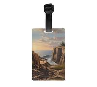 WZYWHJ Étiquette de bagage imprimée Looking Out to Sea avec bracelet amovible - Crochet de voyage pour une identification pratique - Léger et personnalisé taille de carte de visite