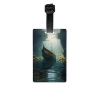 WZYWHJ Étiquette de bagage imprimée « Shipwreck at The Bottom of The Lake » avec bracelet amovible - Crochet de voyage pour une identification pratique - Format de carte de visite léger et