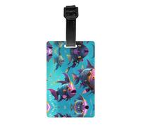 WZYWHJ Étiquettes de sac à bagages, étiquettes de protection de la vie privée pour homme et femme avec impression de poisson cybernétique