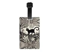 WZYWHJ Étiquettes de sac à bagages, motif chat noir dans une forêt étrange, étiquettes de protection de la vie privée pour hommes et femmes
