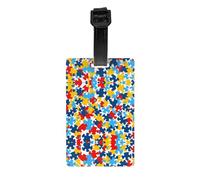 WZYWHJ Étiquettes de sac à bagages pour la sensibilisation à l'autisme, pièces de puzzle, motif cœur, étiquettes de protection de la vie privée pour hommes et femmes