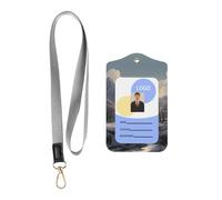 Wzywhj Étui de protection en cuir pour badge de travail Nordic Silence Printing avec corde de suspension amovible