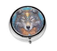 WZYWHJ Fierce Wolf Printing Boîte à médicaments circulaire de voyage portable avec compartiments Mini distributeur de pilules
