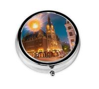 WZYWHJ Fiery Red Street Boîte de rangement circulaire pour médicaments avec compartiments