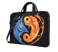 WZYWHJ Fire Water Tai Chi Prints Sac d'ordinateur portable ultra-fin portable à épaule unique accessoires informatiques doux antichoc pour ordinateurs portables, Noir , 15.6 inch