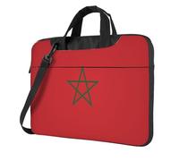 WZYWHJ Flag of Morocco Prints Sac pour ordinateur portable 13" avec intérieur doux, plusieurs poches, idéal pour homme, voyage et affaires, noir
