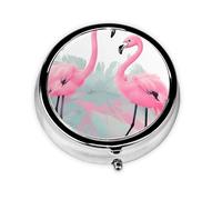 WZYWHJ Flamingo Printing Boîte à médicaments circulaire de voyage portable avec compartiments Mini distributeur de pilules