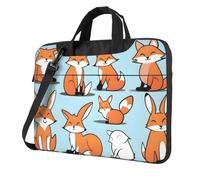 WZYWHJ Fox in Different Poses Printing Sac pour ordinateur portable - avec intérieur doux, plusieurs poches, idéal pour les hommes, les voyages et les affaires, Noir/blanc, 14 inch