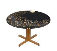 WZYWHJ Golden Moon Nappe ronde imperméable et infroissable pour table de salle à manger