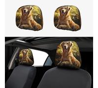 WZYWHJ Golden Retriever Lot de 2 housses de coussin de siège universelles Motif voiture