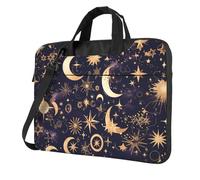 WZYWHJ Golden Stars In The Night Sky Picture Sac d'ordinateur portable ultra-fin portable à épaule unique accessoires d'ordinateur doux antichoc pour ordinateurs portables, Noir , 14 inch