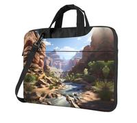 WZYWHJ Grand Canyon Prints Sac pour ordinateur portable avec intérieur doux, plusieurs poches, idéal pour les hommes, les voyages et les affaires, Noir/blanc, 13 inch