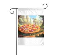 Wzywhj Grande image pizza drapeau de jardin d'été double face décoration cour 30,5 x 45,7 cm