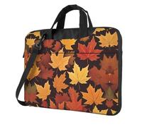 WZYWHJ Grandes feuilles d'érable imprimées ultra mince portable à une épaule pour ordinateur portable, accessoires informatiques, doux et résistant aux chocs pour ordinateurs portables, Noir , 13 inch