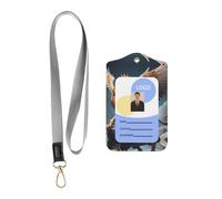 Wzywhj Griffin Printing Étui de protection en cuir pour badge de travail avec corde de suspension amovible